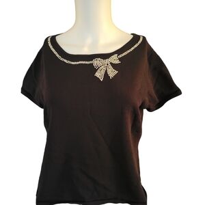 Pink Poodle Black with Rhinestones L